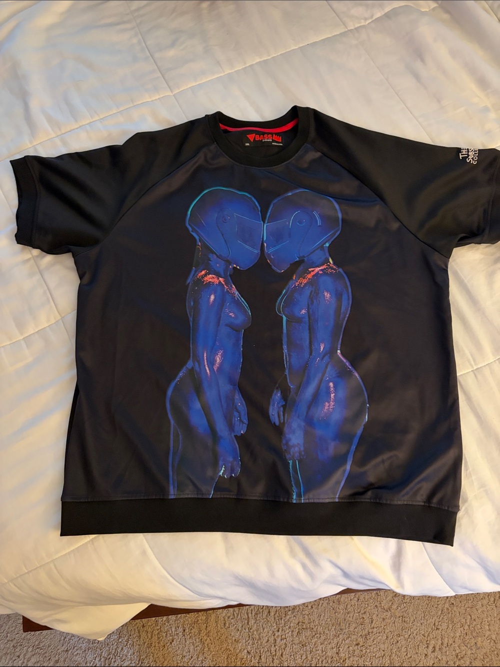 Ron Bass The Substance Collection Shirt With Neon Blue Mirror Figures Size 3XL
